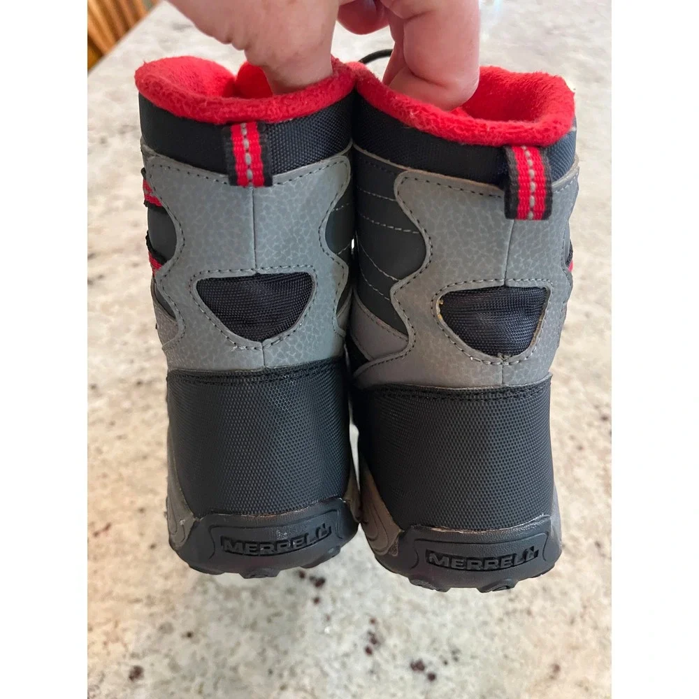 Merrell Kids Snow Quest Lite 3.0 Waterproof Winter Boots Black Grey Red Size 4M